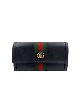 Gucci Ophidia Continental Wallet Leather Green Black Red Gold